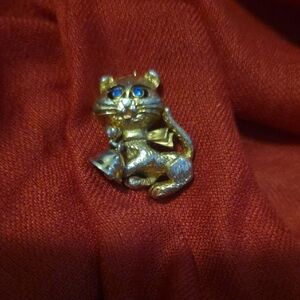 Gold and Silver Cat Brooch